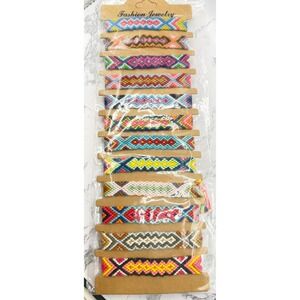 12 Boho Woven Friendship Bracelets Adjustable String Bracelet Set Colorful
